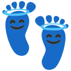 impronta di piedi + faccina con sorriso e aureola