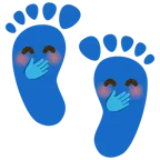 impronta di piedi + faccina con mano sulla bocca