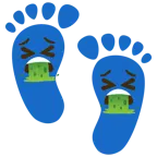 impronta di piedi + faccina che vomita