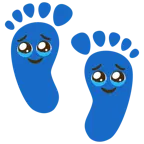 impronta di piedi + faccina che trattiene le lacrime