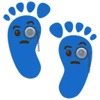 impronta di piedi + faccina con monocolo