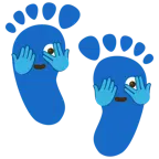 impronta di piedi + faccina che sbircia tra le dita