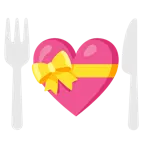 cuore con fiocco + piatto e posate