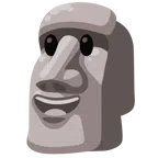 moai + uśmiechnięta twarz z otwartymi ustami