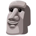 moai + uśmiechnięta twarz z przymrużonymi oczami