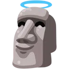 Statue + lächelndes Gesicht mit Heiligenschein