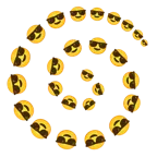 faccina con sorriso e occhiali da sole + ciclone