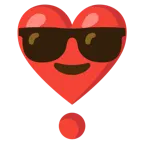 faccina con sorriso e occhiali da sole + punto esclamativo a cuore