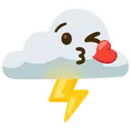 face blowing a kiss + cloud with lightning