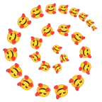 smiling face with hearts + cyclone