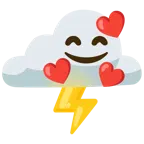 smiling face with hearts + cloud with lightning