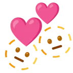 faccina tratteggiata + cuori che girano