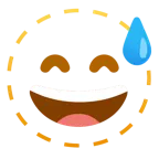 faccina tratteggiata + faccina con sorriso e goccia di sudore