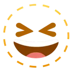 faccina tratteggiata + sorriso a bocca aperta con occhi chiusi