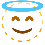 faccina tratteggiata + faccina con sorriso e aureola