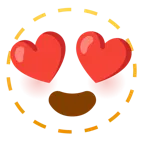 faccina tratteggiata + faccina con sorriso e occhi a cuore