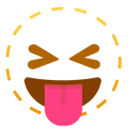 faccina tratteggiata + faccina che strizza gli occhi e mostra la lingua