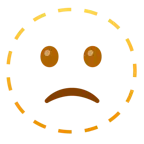 faccina tratteggiata + faccina leggermente imbronciata