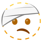faccina tratteggiata + faccina con la testa bendata