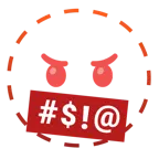 faccina tratteggiata + faccina con simboli sulla bocca