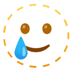 faccina tratteggiata + faccina sorridente con lacrima