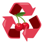 recycling symbol + cherries