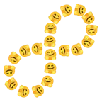 infinity + smiling face with open hands